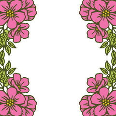Vector illustration crowd pink flower frame hand drawn