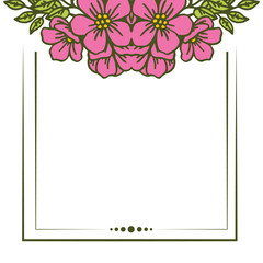 Vector illustration crowd pink flower frame hand drawn
