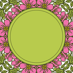 Vector illustration crowd pink flower frame hand drawn