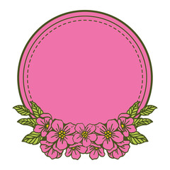 Vector illustration pink flower frame design hand drawn
