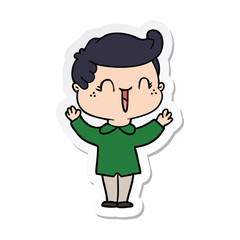 sticker of a cartoon laughing boy