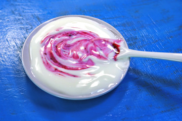 milk yogurt with berry jam.