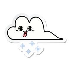 sticker of a cute cartoon snow cloud