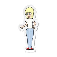 sticker of a cartoon woman explaining