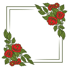 Vector illustration rose red flower frame hand drawn