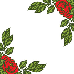 Vector illustration rose red flower frame hand drawn