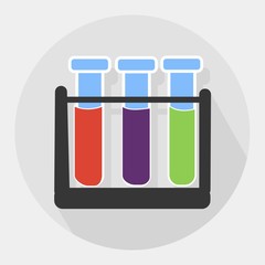 Vector Flat Illustration Test Tube Red Blue Green.