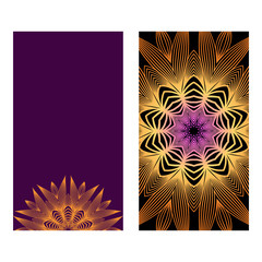 Colorful Henna Mandala Design, For Festiveflyer Background. Vector Illustration. Purple bronze color