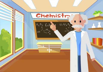Fototapeta premium Chemistry Lesson in Primary Children School Vector