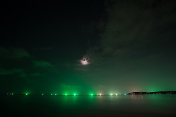 Green Night Sky in Thailand