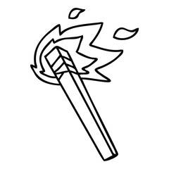 quirky line drawing cartoon lit torch
