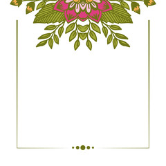 Vector illustration greeting card with green leaf flower frame hand drawn