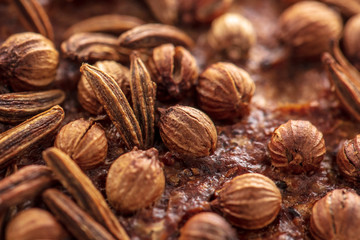 Sesame rye bread as a background