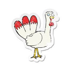retro distressed sticker of a cartoon turkey