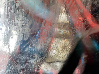 Glass auto on car wash as abstract background
