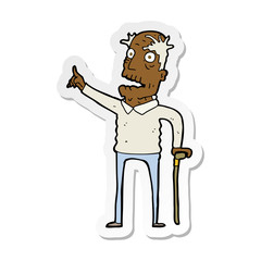 sticker of a cartoon old man with walking stick