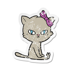 distressed sticker of a cute cartoon cat