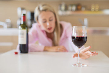 Woman with alcohol addiction problem