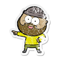 distressed sticker of a cartoon bearded man