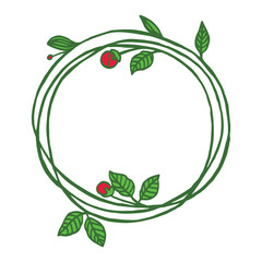 Vector illustration shape green leaf flower frame hand drawn