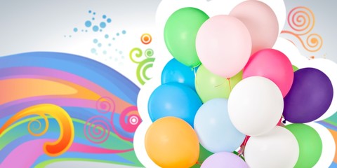 Bunch of colorful balloons on white background