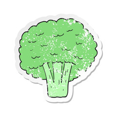 retro distressed sticker of a cartoon broccoli