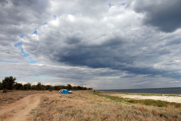 the sky before the storm on the wild Black sea coast