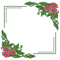 Vector illustration crowd green leaf flower frame hand drawn