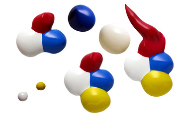 colorful drops, oil paint glossy drops isolated on white background, nail polish drops.