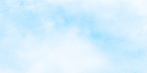 Abstract grunge tint light blue watercolor background. Aquarelle painted azure gradient color splashing on textured paper. Vintage water color splash template or canvas for design, retro card