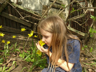 little girl in the garden