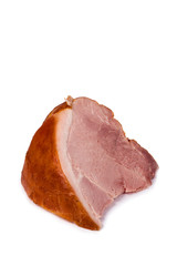 A large piece of fresh pork ham on white background