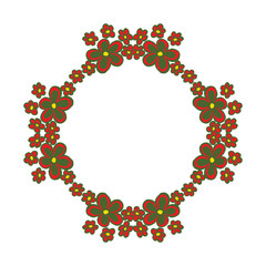 Vector illustration greeting card with crowd shapes floral frame hand drawn