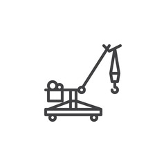Crawler Crane line icon. linear style sign for mobile concept and web design. Lifting crane outline vector icon. Construction machine symbol, logo illustration. Pixel perfect vector graphics
