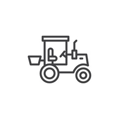 Tractor truck line icon. linear style sign for mobile concept and web design. Tractor outline vector icon. Construction machine symbol, logo illustration. Pixel perfect vector graphics