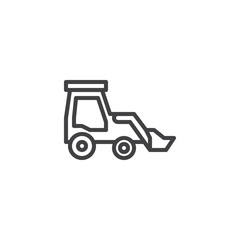 Front loader line icon. linear style sign for mobile concept and web design. Bulldozer truck outline vector icon. Construction machine symbol, logo illustration. Pixel perfect vector graphics