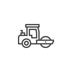 Fototapeta na wymiar Road roller line icon. linear style sign for mobile concept and web design. Steamroller truck outline vector icon. Construction machine symbol, logo illustration. Pixel perfect vector graphics