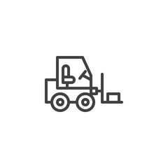 Forklift loader line icon. linear style sign for mobile concept and web design. Forklift truck outline vector icon. Construction machine symbol, logo illustration. Pixel perfect vector graphics