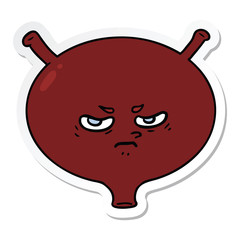 sticker of a cartoon angry bladder