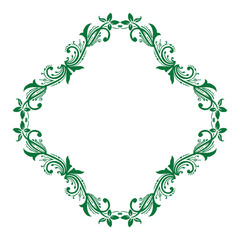 Vector illustration green leaf flower frame decor hand drawn