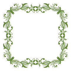 Vector illustration green leaf flower frame decor hand drawn