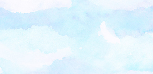 Turquoise color hand drawn frame illustration. Grunge effect light sky blue shades watercolor background. Aquarelle paint paper textured canvas for vintage text design, retro greeting card, template © KatMoy