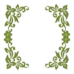 Vector illustration elegant green leaf flower frame hand drawn