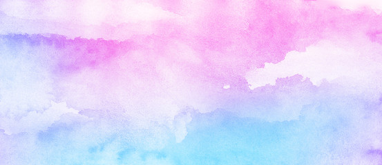 Fantasy smooth light pink, purple shades and blue watercolor paper textured illustration for grunge...