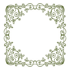 Vector illustration elegant green leaf flower frame hand drawn