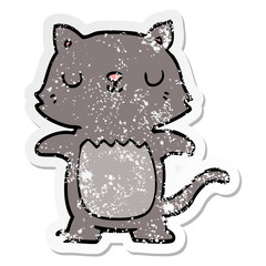 distressed sticker of a cartoon cat