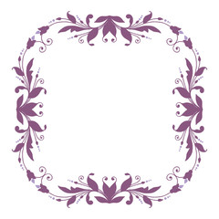 Vector illustration purple leaf flower frame hand drawn