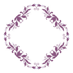 Fototapeta na wymiar Vector illustration purple leaf flower frame hand drawn