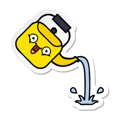 sticker of a cute cartoon pouring kettle