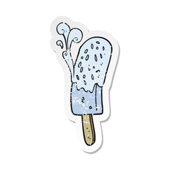 retro distressed sticker of a cartoon ice lolly